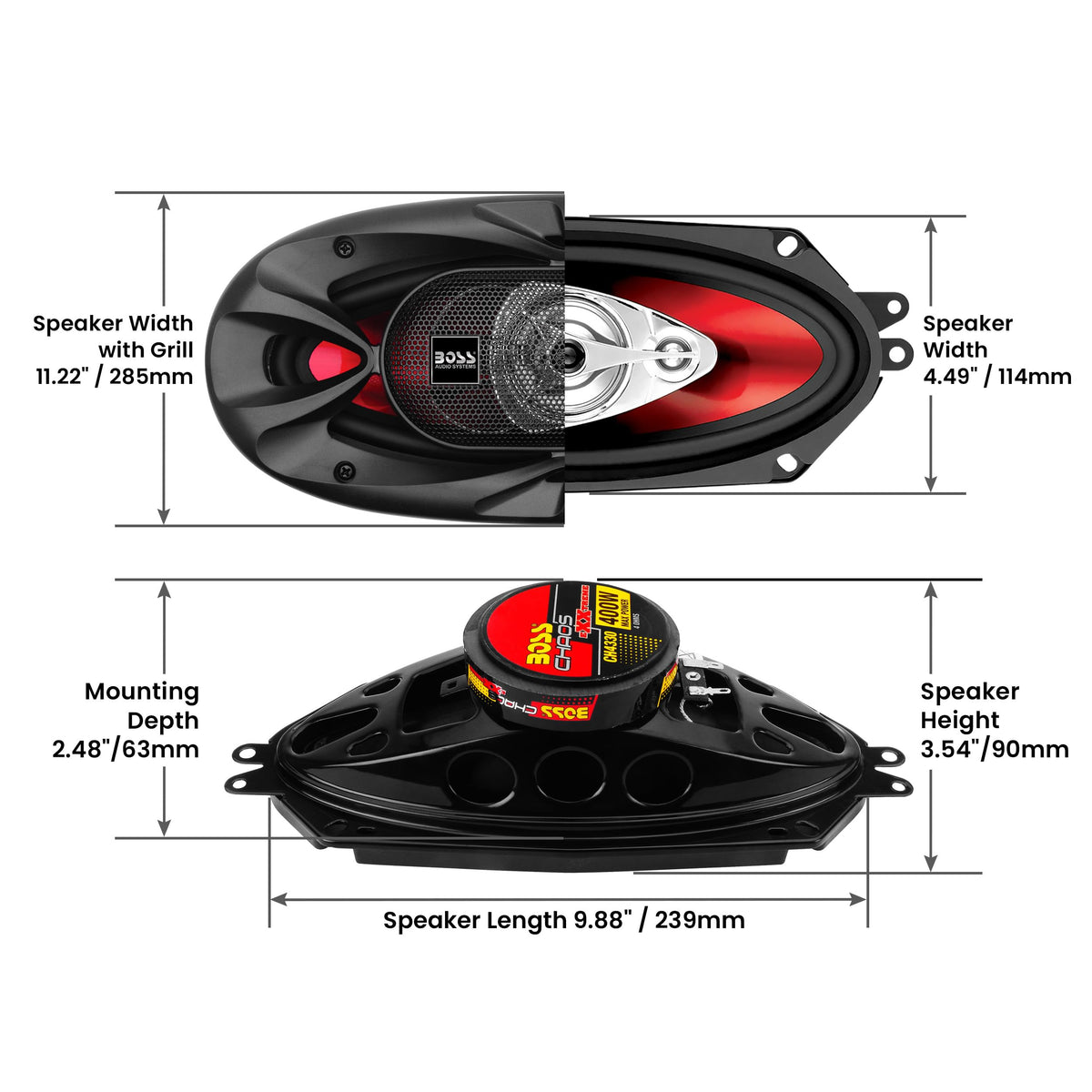 BOSS Audio Systems CH4330 4 x 10 400 Watt 3 Way Car Speaker Pair