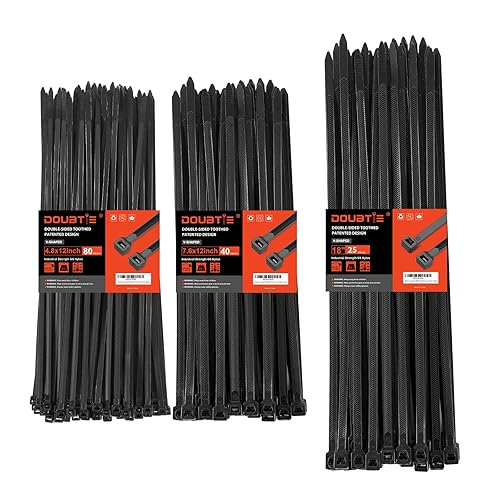 Zip Ties Heavy Duty ?12+12+18 Inch V-Shaped Toothed Double Sided Assorted Size With 200 LBS Tensile Strength Cable Wire Ties Adjustable More Durable