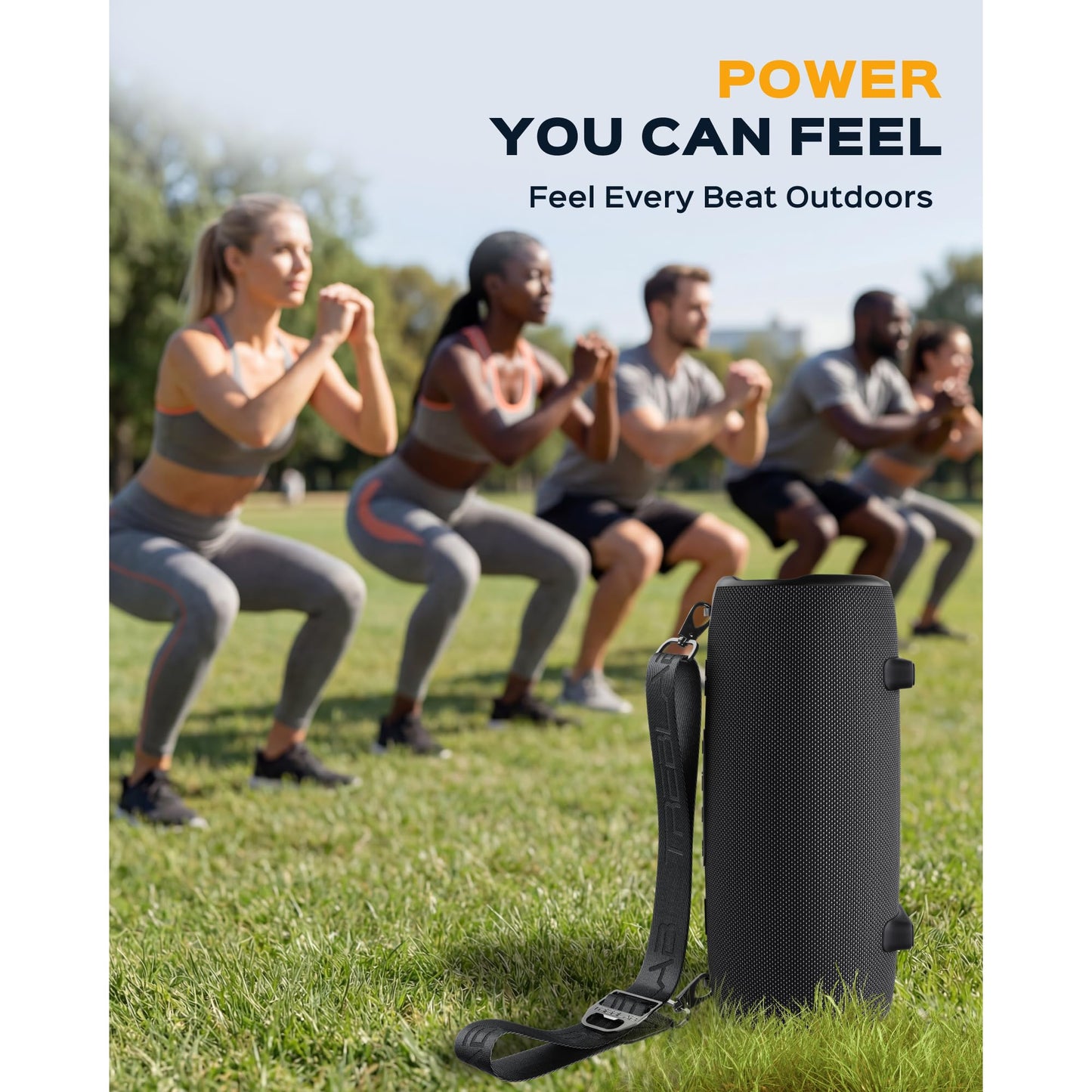 TREBLAB Loud Portable Wireless Bluetooth Speaker, 60W Deep Bass, IPX7 Waterproof Outdoor Speaker, 20H Rechargeable Battery, Built-in Powerbank, TWS