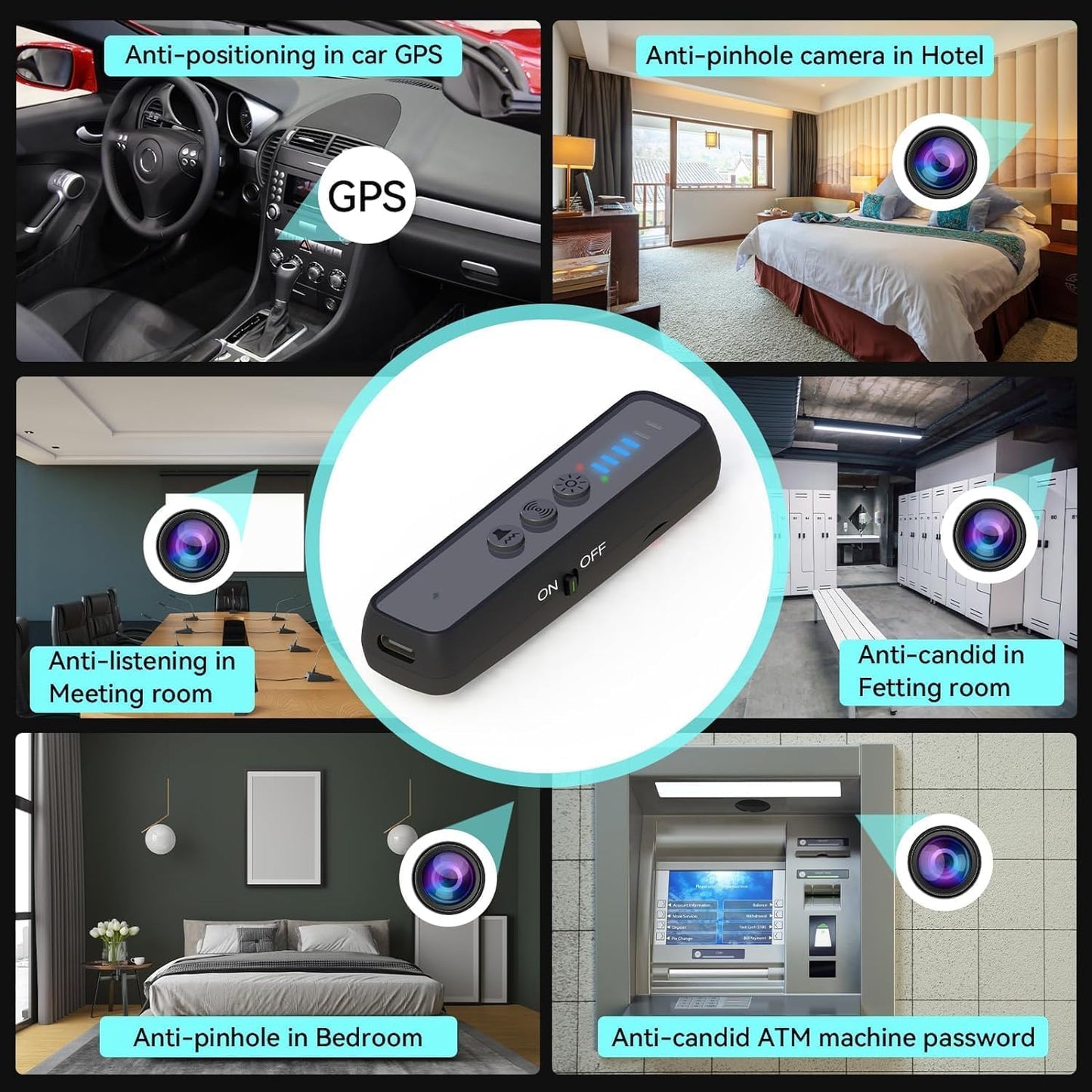 Hidden Camera Detectors, Anti Spy Detector, Bug Detectors, Car GPS Tracker Detector, Infrared Detector, RF Detector, Anti Eavesdropping, Finder