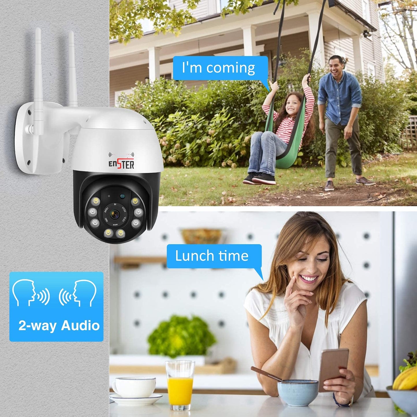 ENSTER 5G Security Camera Outdoor, 5MP PTZ WiFi Camera for Home Security Full Metal, Human Detection, Onvif RTSP Camera Auto Tracking, Color Night