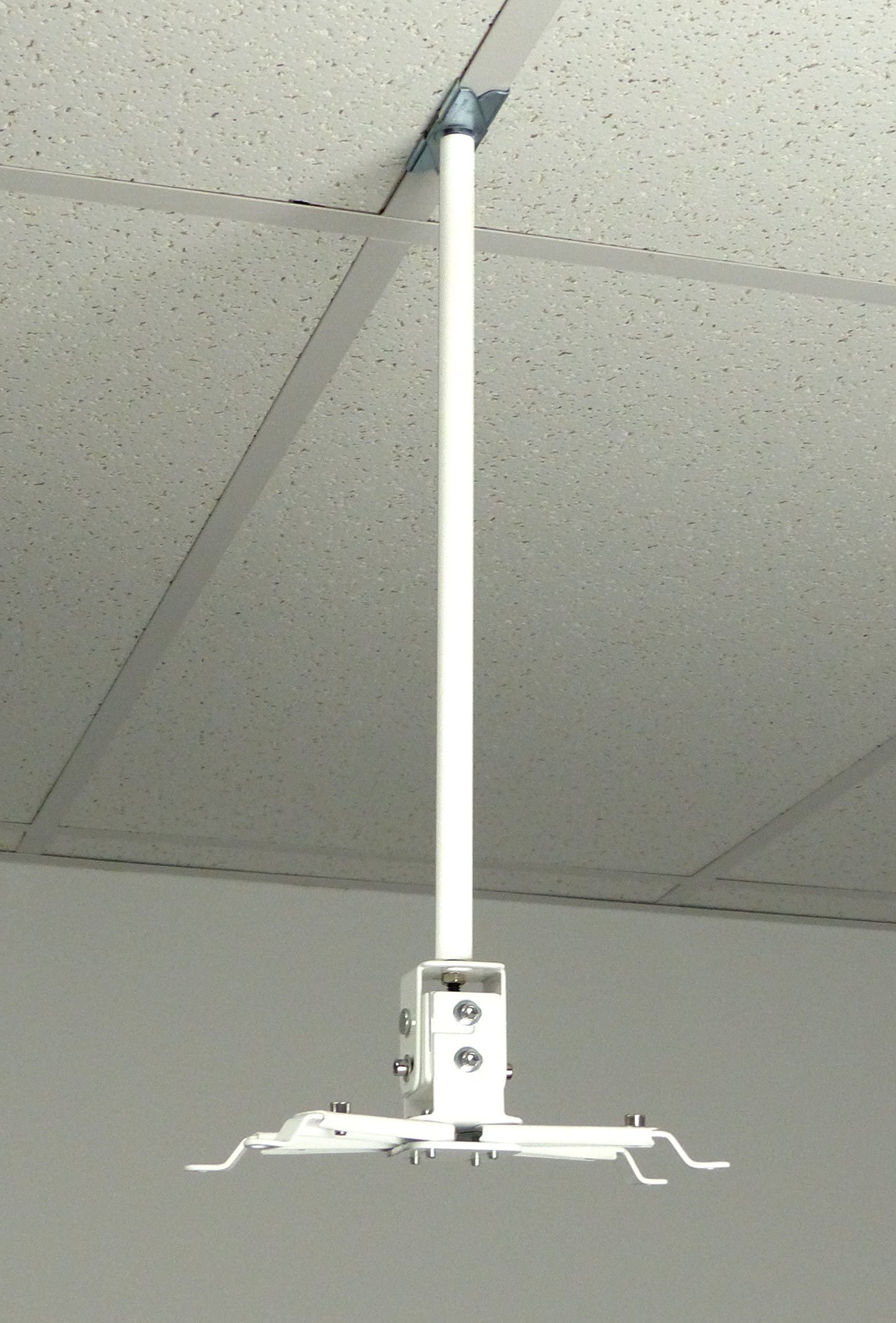 ALZO Short Suspended Drop Ceiling Video Projector Mount with Scissor Clamp for T-Bar Attachment with 10 Inch Drop