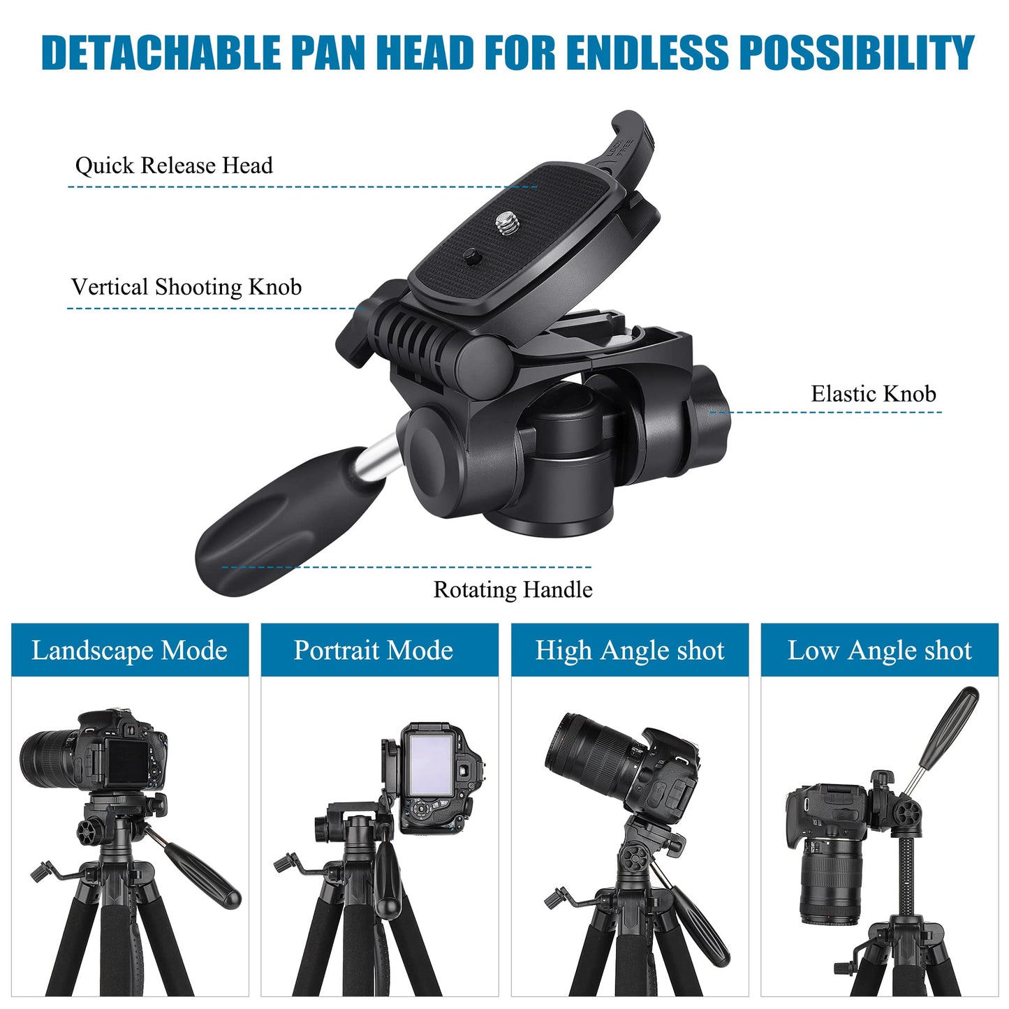 VICTIV 74” Camera Tripod, Tripod for Camera and Phone, Aluminum Professional Tripod Stand for Canon Nikon with Carry Bag and Phone Holder, Compatible
