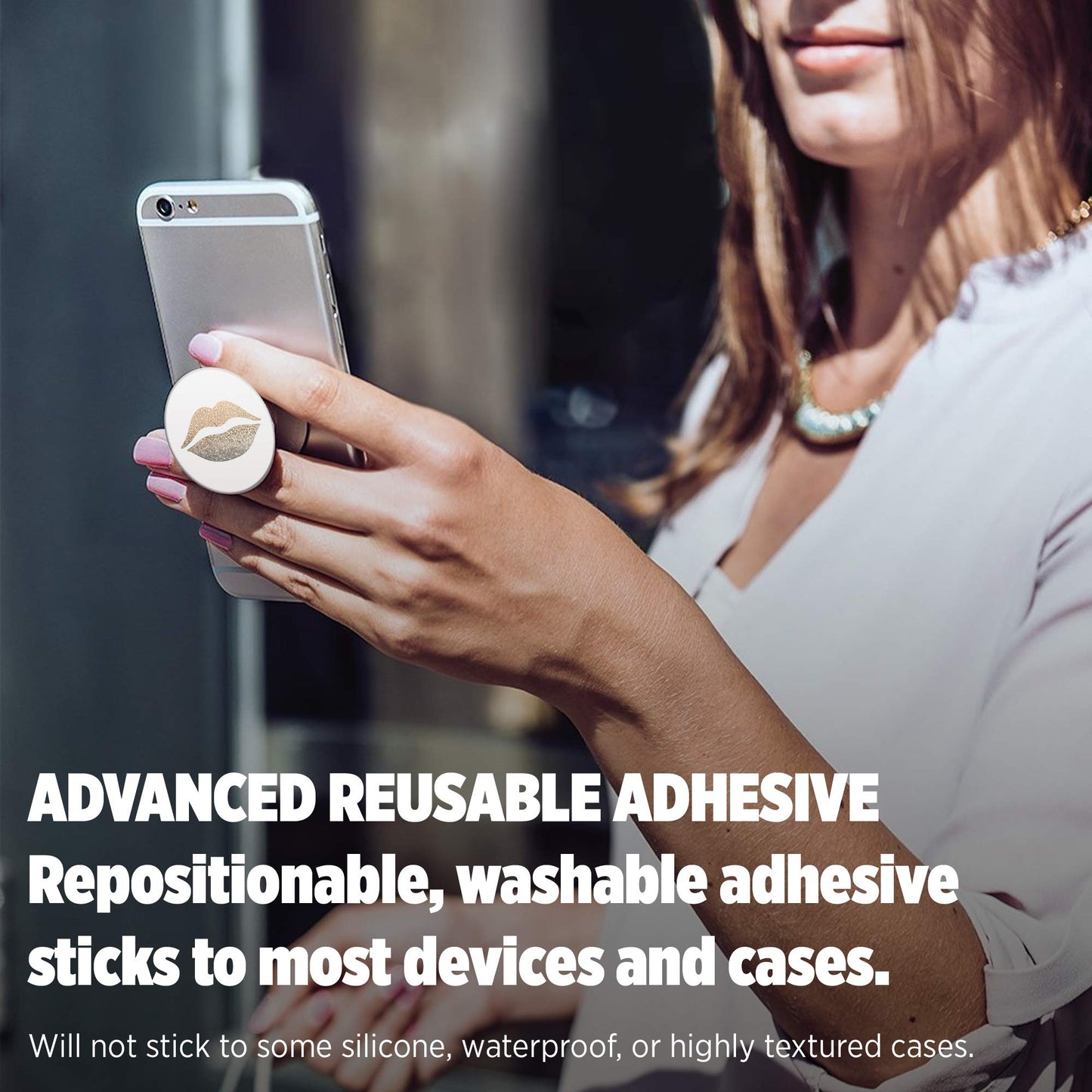 PopSockets: Collapsible Grip & Stand for Phones and Tablets - Gold Lips
