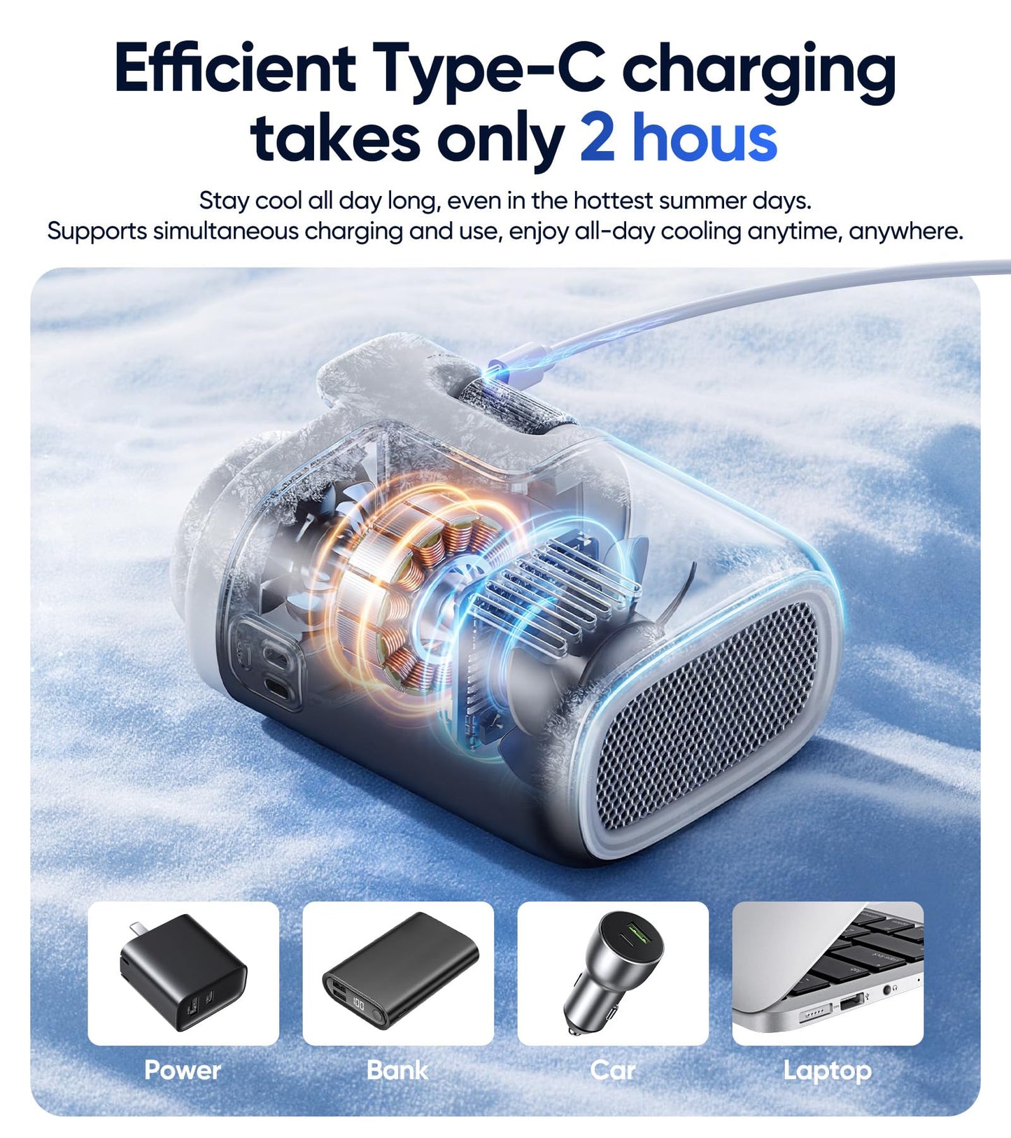 SUROCASE Clip-On Waist Fan, Wearable Personal Fan with Rechargeable Battery, 100-Speed Stepless Speed Control, Powerful High-Speed Airflow, Up to 35