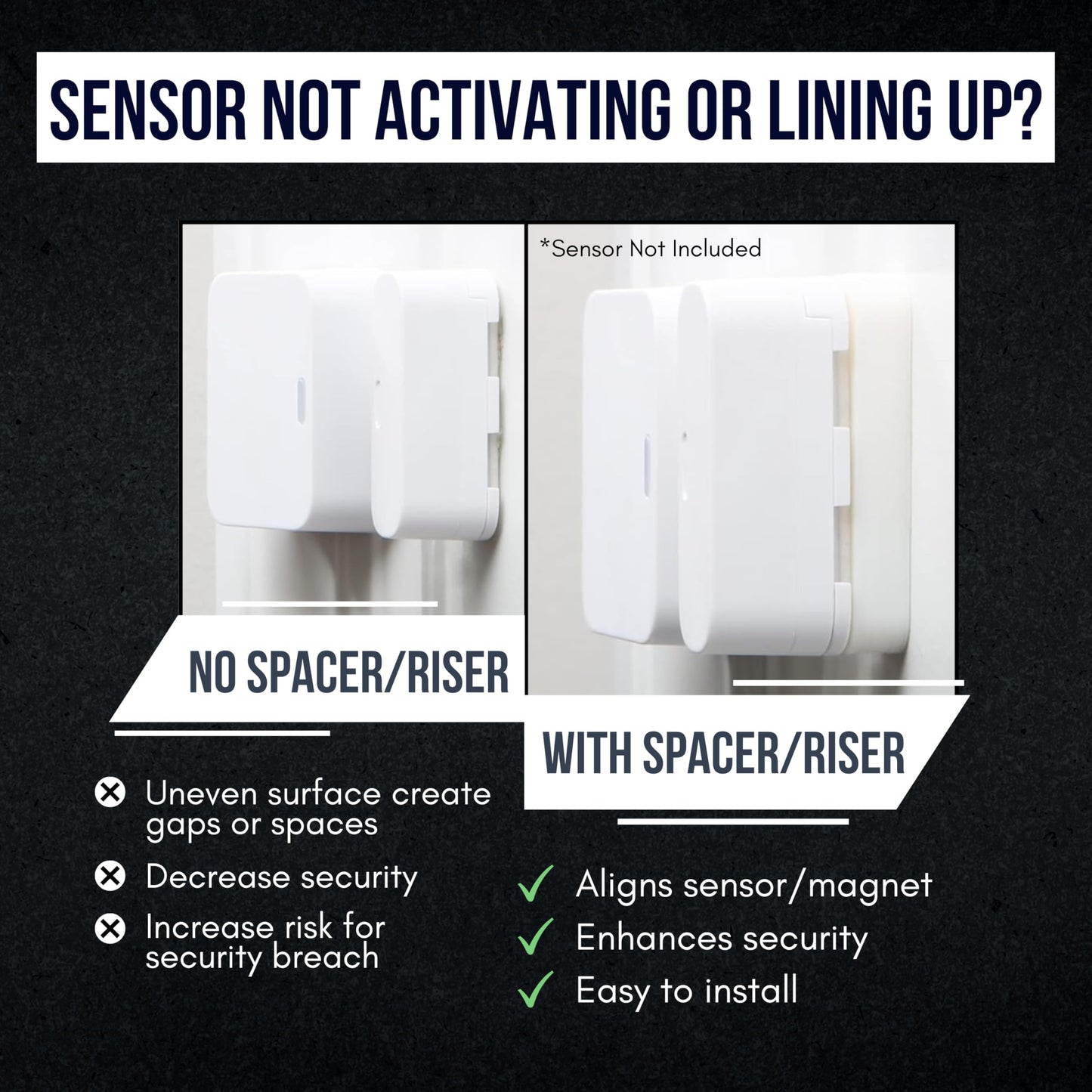 Magnet Riser Compatible with SimpliSafe | Alarm Contact Spacer with 3M Adhesive | Alarm Riser - Sensor/Magnet Not Included (1 Pack - 3/4 inch)