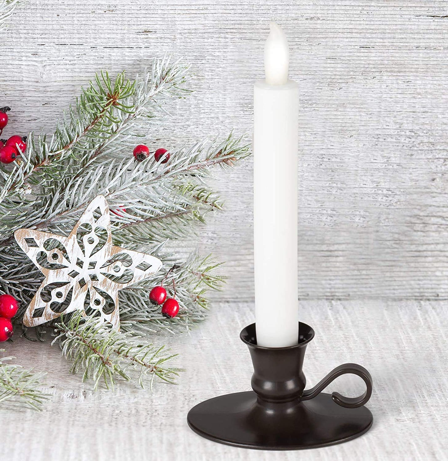 Mark Feldstein & Associates LED Taper Classic White 8 inch Acrylic Christmas Flameless Candles Set of 6 with Timer