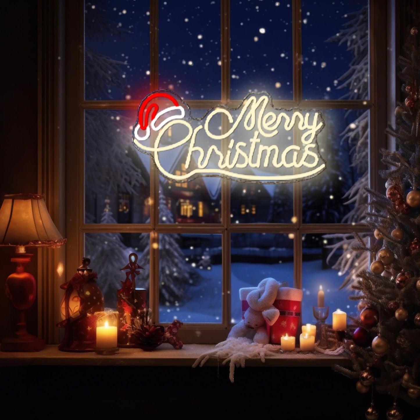 Allball Merry Christmas Neon Signs for Wall Decor, LED Santa Hat Neon Light USB Powered, for Christmas Party Gift Birthday Party Bar Living Room