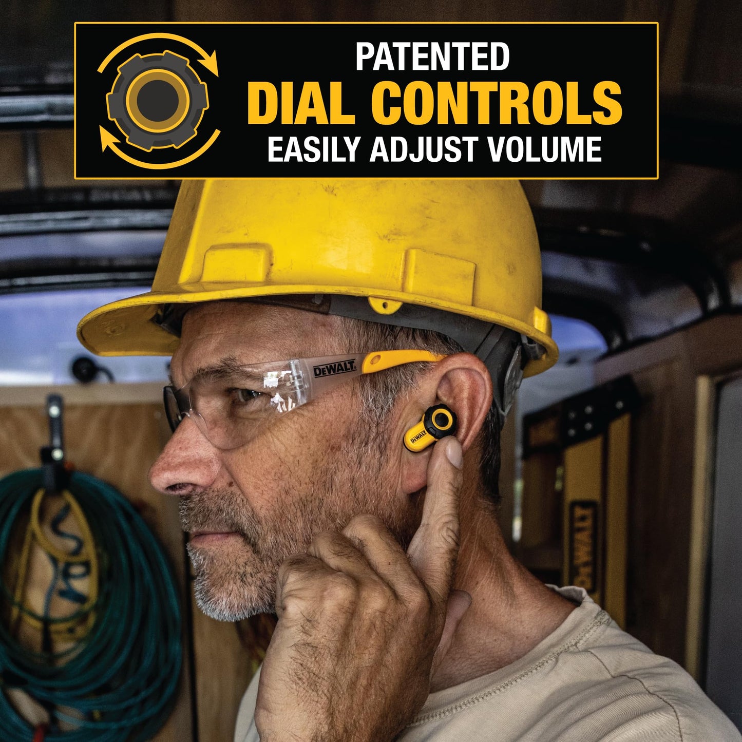 DEWALT Heavy Duty Bluetooth Jobsite Pro X2 ANC True Wireless Earbuds, Active Noise Cancelling Work Earbuds, Turn Dial Controls, 10Hr Runtime (40+…
