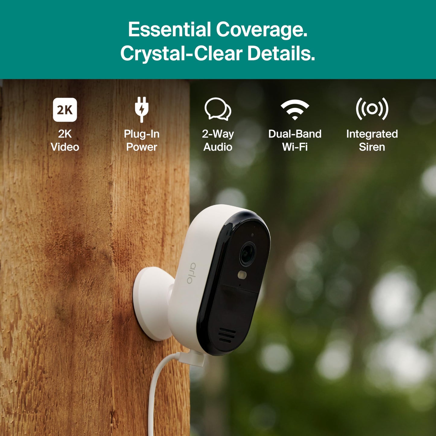 Security Camera Outdoor Wired 2-Pack - Arlo Essential 2K Surveillance Camera with Person Detection, Package Alert, Color Night Vision, 2-Way Audio