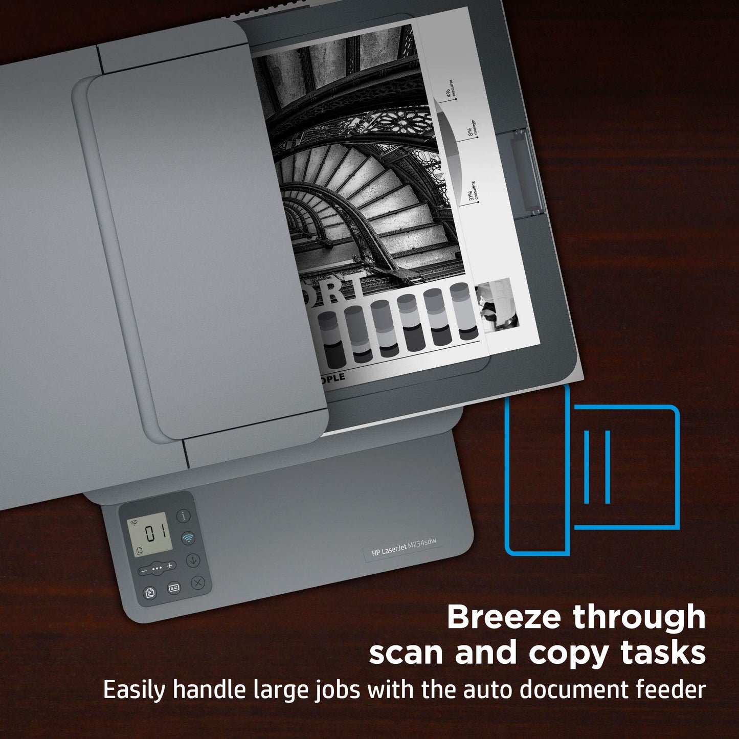 HP Laserjet MFP M234sdw Wireless Monochrome All-in-One Printer with Built-in Ethernet & Fast 2-Sided Printing, Instant Ink Ready (6GX01F) (Renewed)