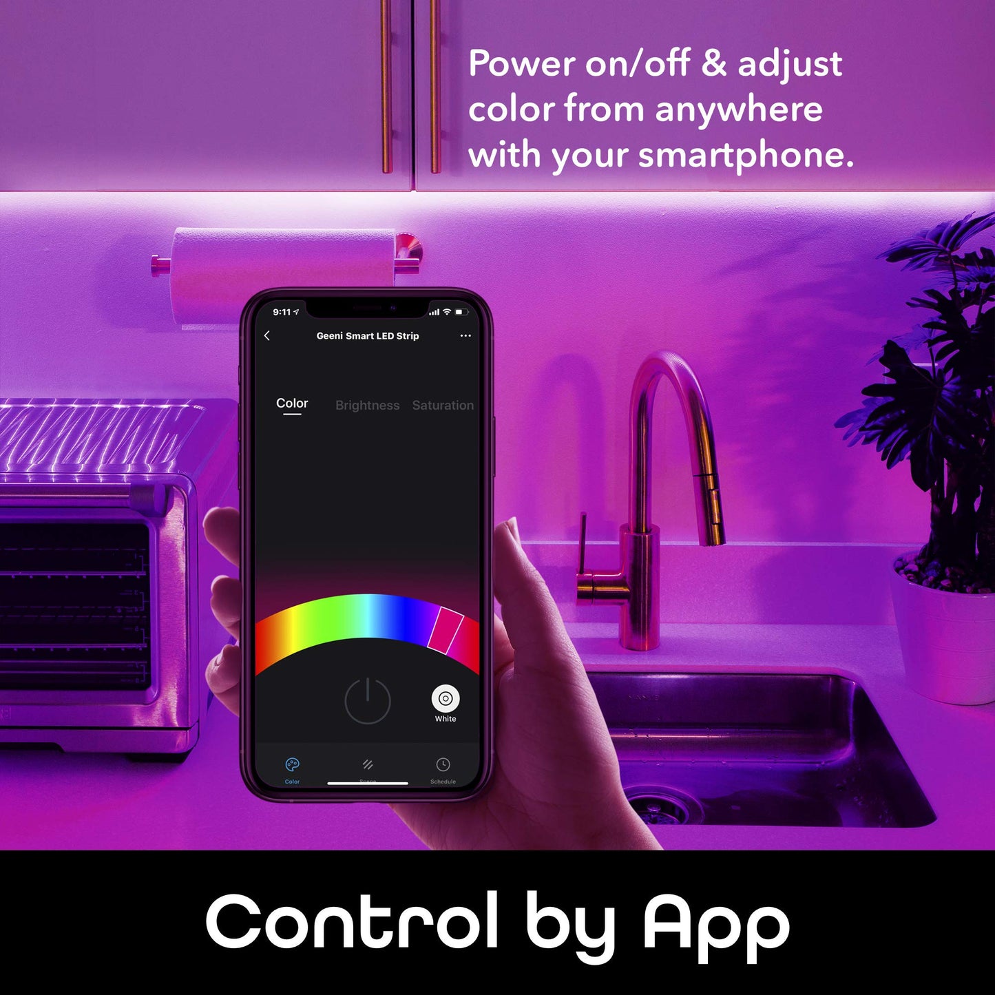 Geeni Prisma Strip 9.8 ft Smart LED Strip Lights, Indoor/Outdoor Adhesive Strips, Lights for TikTok, Alexa & Google Home Compatible. No Hub Required