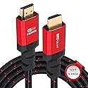 Ritz Gear 4K HDMI 2.0 Cable 12 ft. [5 Pack] 18 Gbps Ultra High Speed Braided Nylon Cord & Gold Connectors - 4K@60Hz/UHD/3D/2160p/1080p/ARC & Ethernet.