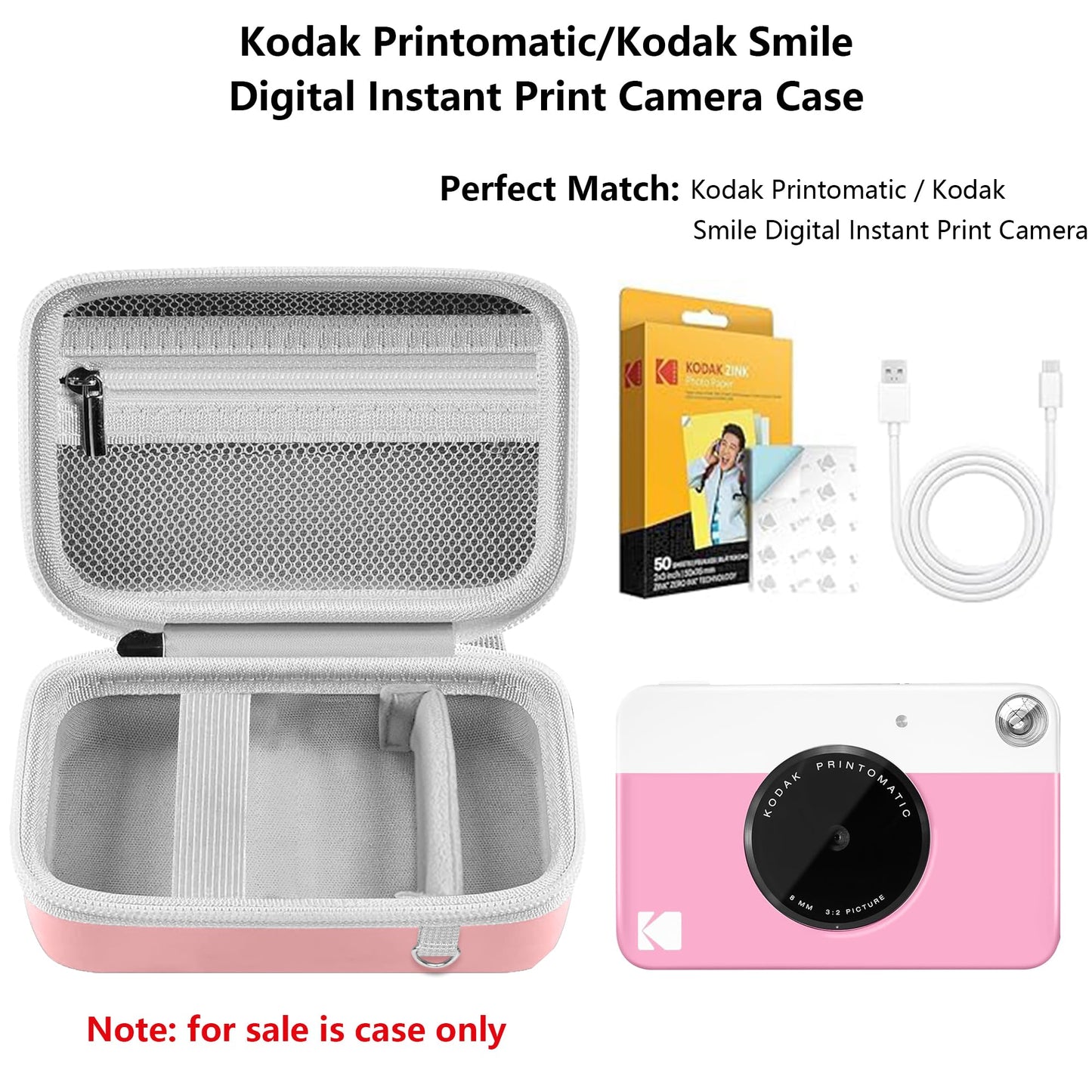 Leayjeen Hard Travel Case for Kodak Printomatic/Step/Smile Instant Camera,Portable EVA Storage Bag with Shoulder Strap&Mesh Pocket,Shockproof