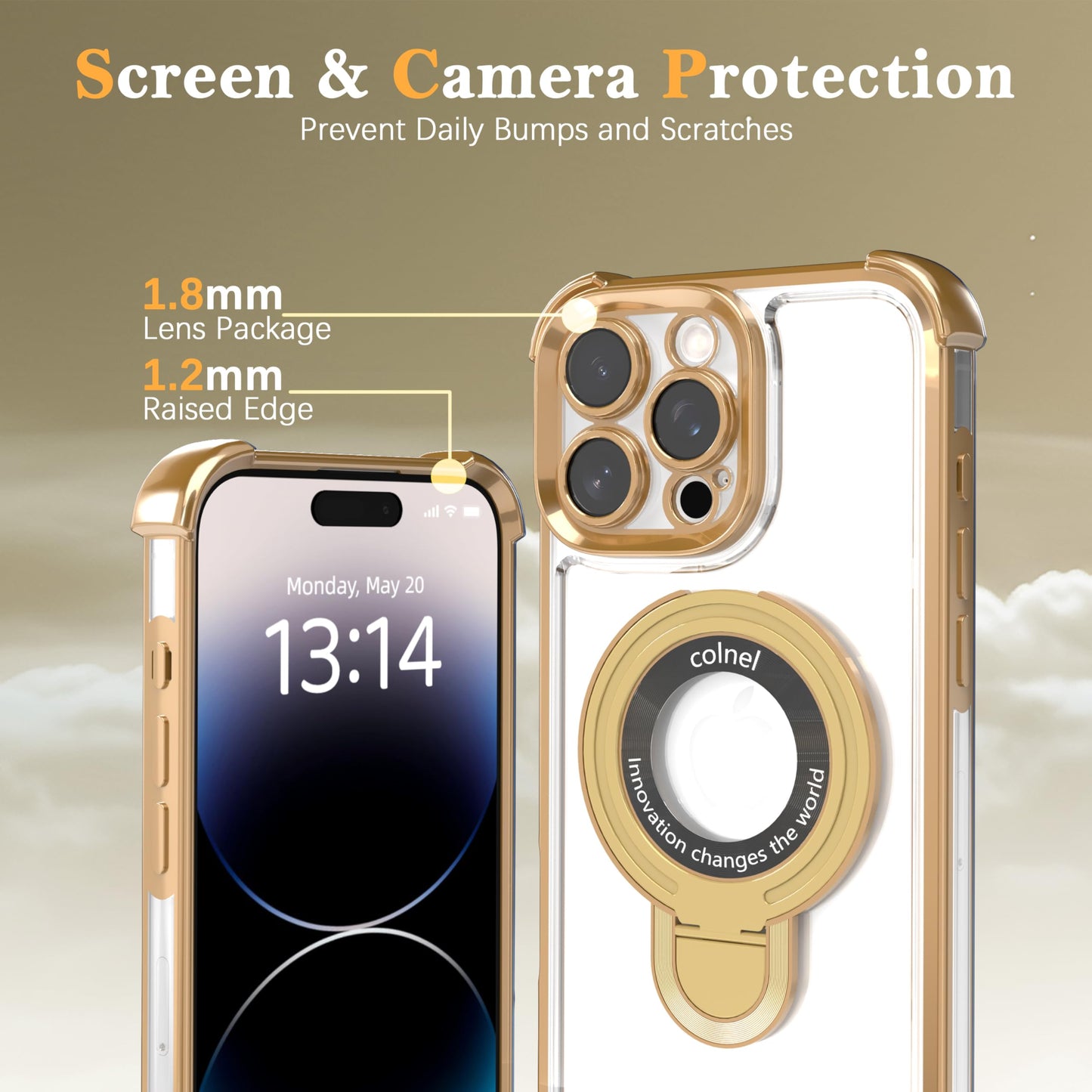 IAIYOXI for iPhone 13 Mini Case with Strong Magnetic Ring Stand, Military-Grade Shockproof, 4 Airbag Corners Protective, Fit for MagSafe, Kickstand