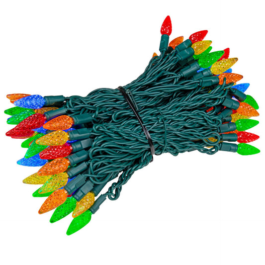 Novelty Lights 50FT 100 LED C6 Christmas String Lights, Outdoor Tree Commercial Grade Permanent Decorations, Multicolor