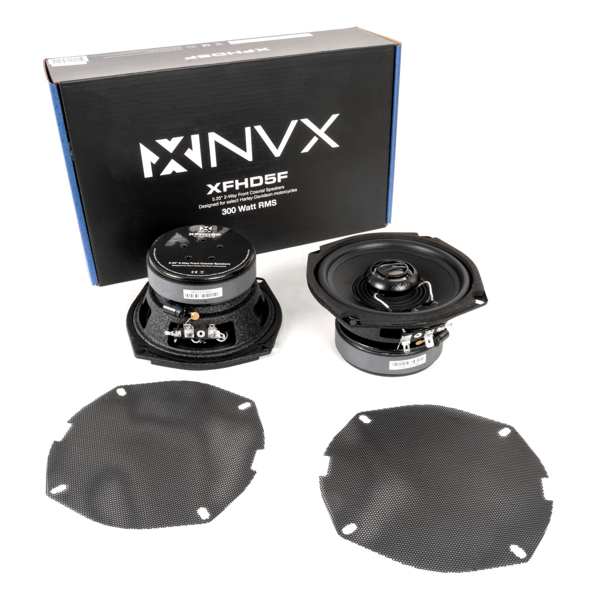 5.25” 600W Peak (300W RMS) 2-Ohm Front Fairing Motorcycle Speakers (Pair)