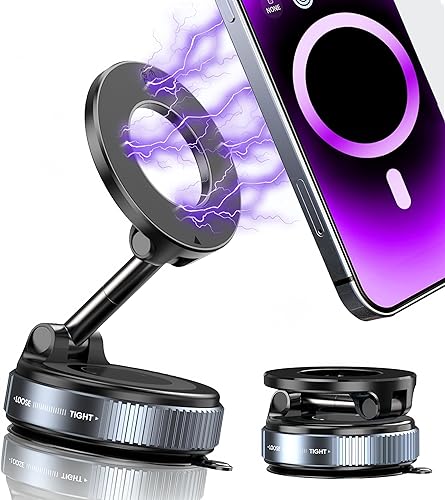 snanlen Upgraded 360° Vacuum Magnetic Phone Holder, Magnetic Car Phone Mount, Hands-Free Suction Cup Phone Holder for Car/Gym/Mirror/Shower, Car Mount