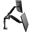 VIVO Premium Black Dual Monitor Pneumatic Counterbalance Height Adjustable Arm, Desk Mount Stand, Holds 2 LCD Screens up to 27 inches STAND-V002JB