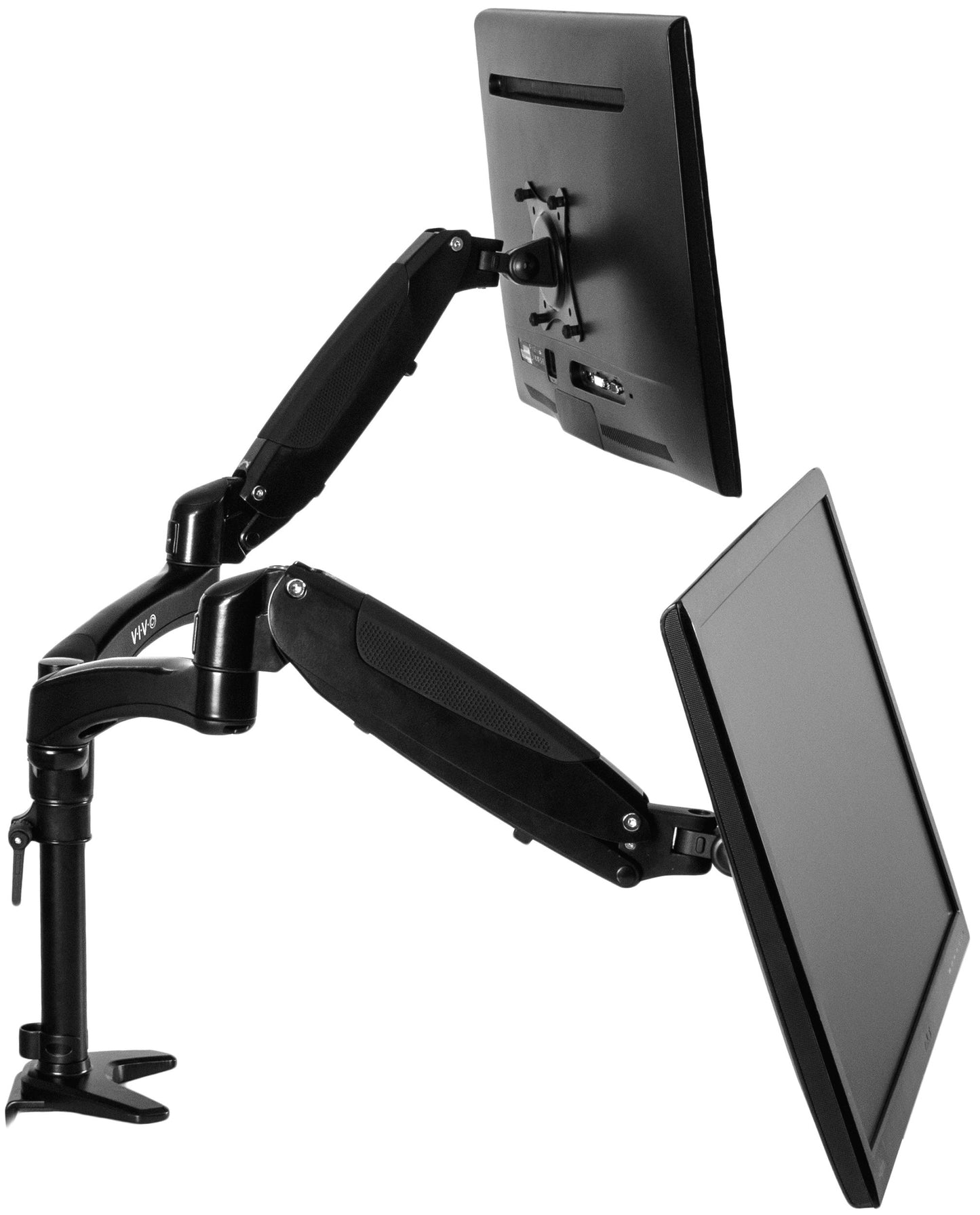 VIVO Premium Black Dual Monitor Pneumatic Counterbalance Height Adjustable Arm, Desk Mount Stand, Holds 2 LCD Screens up to 27 inches STAND-V002JB