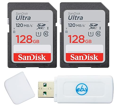 SanDisk Ultra 128GB SDXC Card (2 Pack) Works with Olympus Mirrorless Camera OM System OM-1 (SDSDUN4-128G-GN6IN) U1 C10 Full HD Bundle with (1)