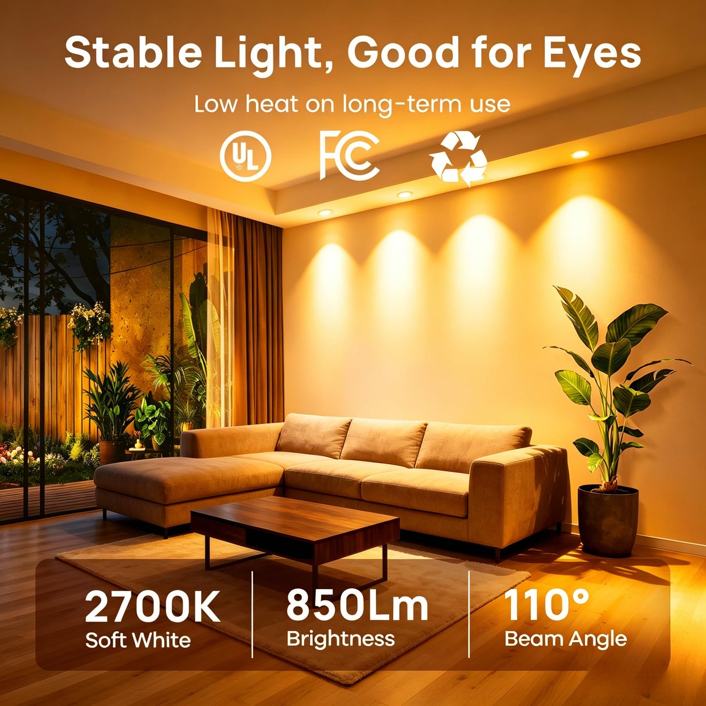 Consciot BR30 LED Bulb Dimmable, 10W Equivalent 65W, 850lm, 2700K, 12 Pack