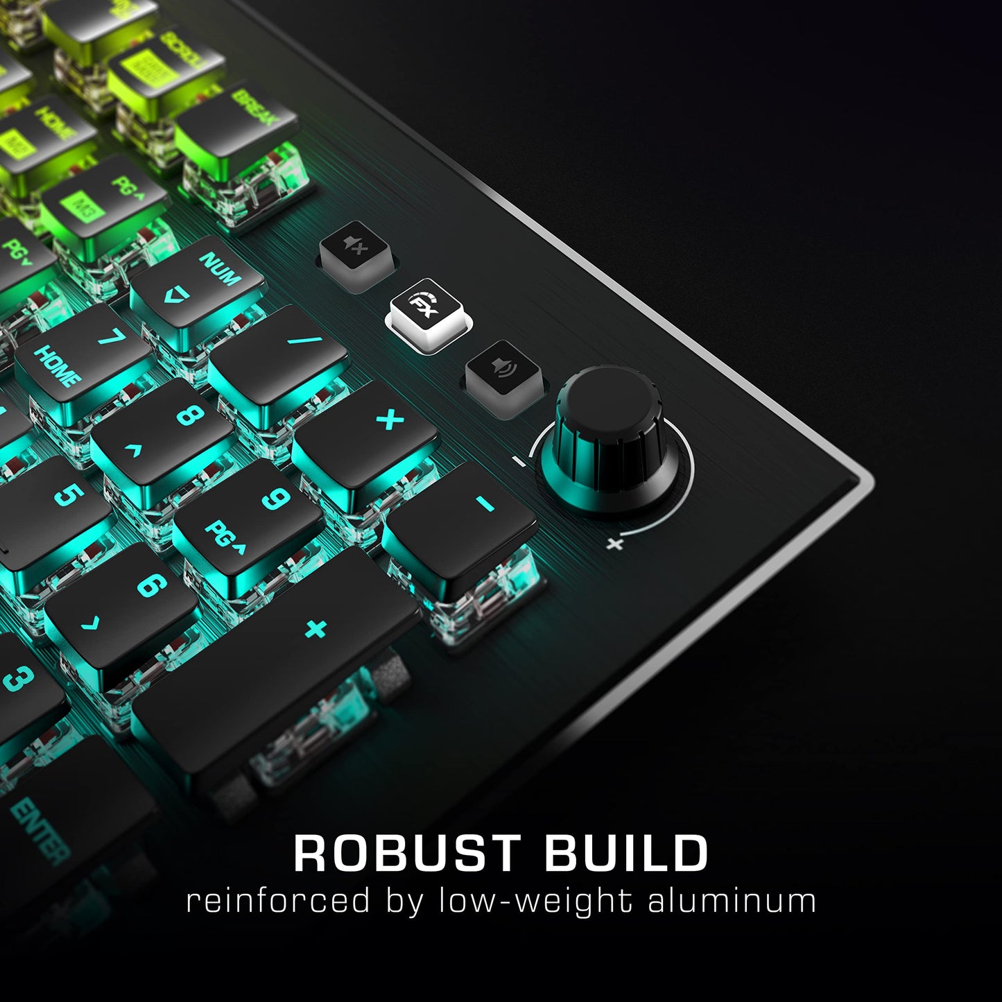 ROCCAT Vulcan Pro Linear Optical PC Gaming Keyboard, Titan Switch Full Size with Per Key AIMO RGB Lighting, Anodized Aluminum Top Plate and Detachable