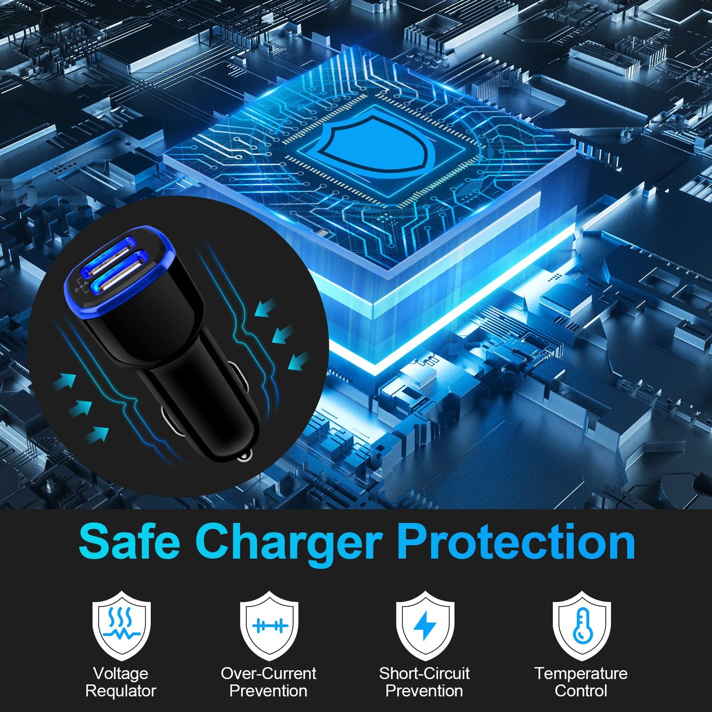 Car Charger, 2.4A 12W AndHot 2 Pack Mini Dual Port USB Car Charger Adapter Plug for iPhone 15 14 13 12 SE 11 Pro Max XR XS X 8 7 6S Plus, iPad