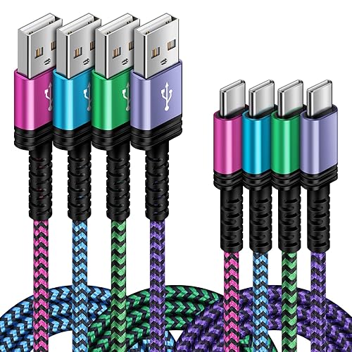 C Charger Cable Fast Charging Phone Android Power Cord 4 Compatible for Samsung Galaxy S24+ S23 Ultra S22 Plus Note 21/20 Ultra, S21+/S20 Plus/S21 S20
