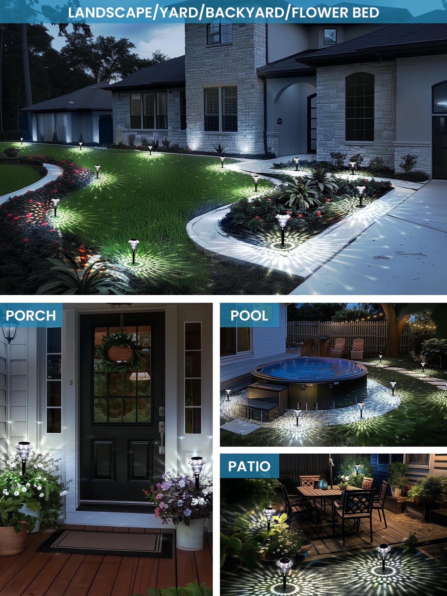 SOLPEX Solar Pathway Lights Garden Decor for Yard, Garden Lights Solar Powered Waterproof Landscape Lighting, Solar Outdoor Lights Porch Decor