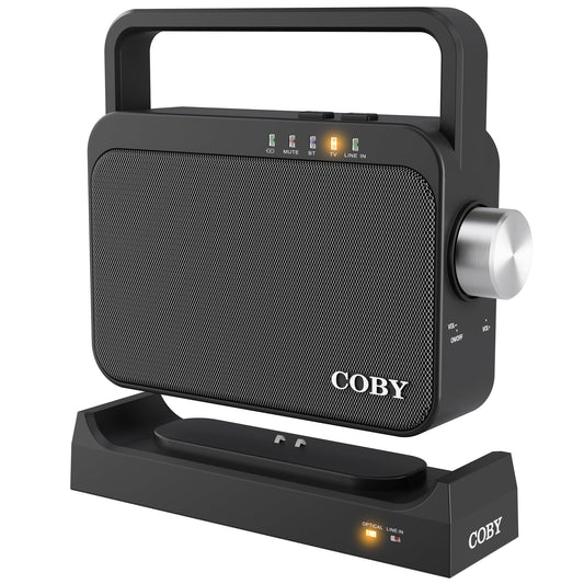 Coby Wireless TV Speaker for Seniors & Hard of Hearing - Portable TV Audio Amplifier with Bluetooth, 100ft Range, 8-Hour Playback, Stereo Sound
