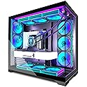 ANSAITE PC CASE 9 PWM ARGB Fans Pre-Installed, Mid-Tower Gaming PC Case, Panoramic Tempered Glass Computer Case with Type-C,420mm&360mm Radiator