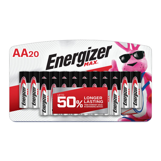 Energizer MAX AA Batteries (20 Pack), Double A Alkaline Batteries