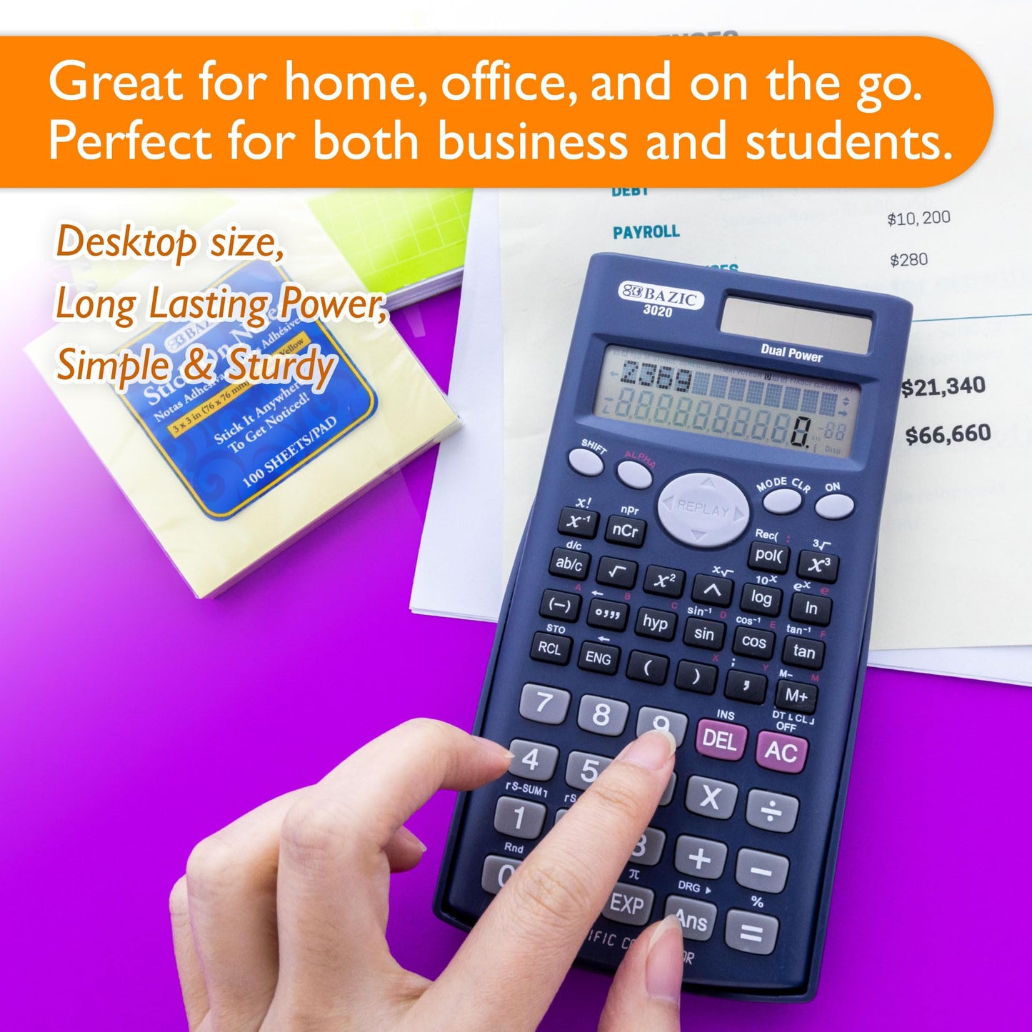 BAZIC 240 Function Scientific Calculator w/Slide-On Case