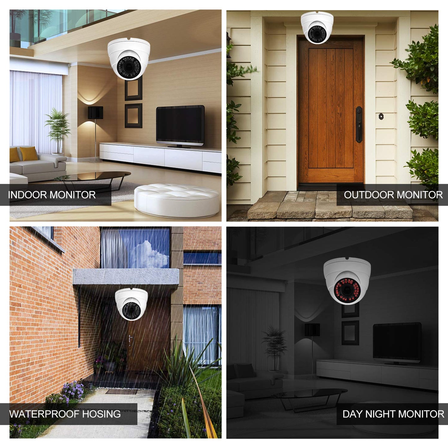 Analog CCTV Camera HD 1080P 4-in-1 (TVI/AHD/CVI/CVBS) Security Dome Camera Outdoor, 2.8mm-12mm Manual Focus/Zoom Varifocal Lens, Weatherproof Metal