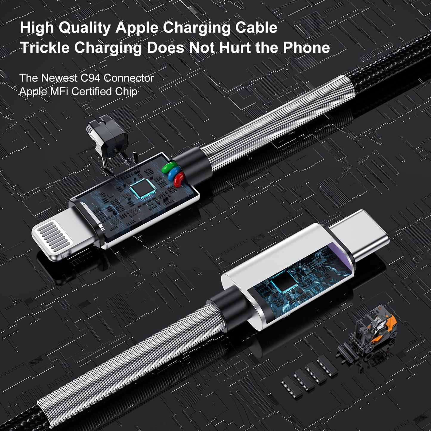 2Pack 10ft iPhone Fast Charger Cable, [Apple MFi Certified] Long USB C to Lightning Cable 10 Foot, High Fast 10 Feet Apple Charging Cord for Apple…