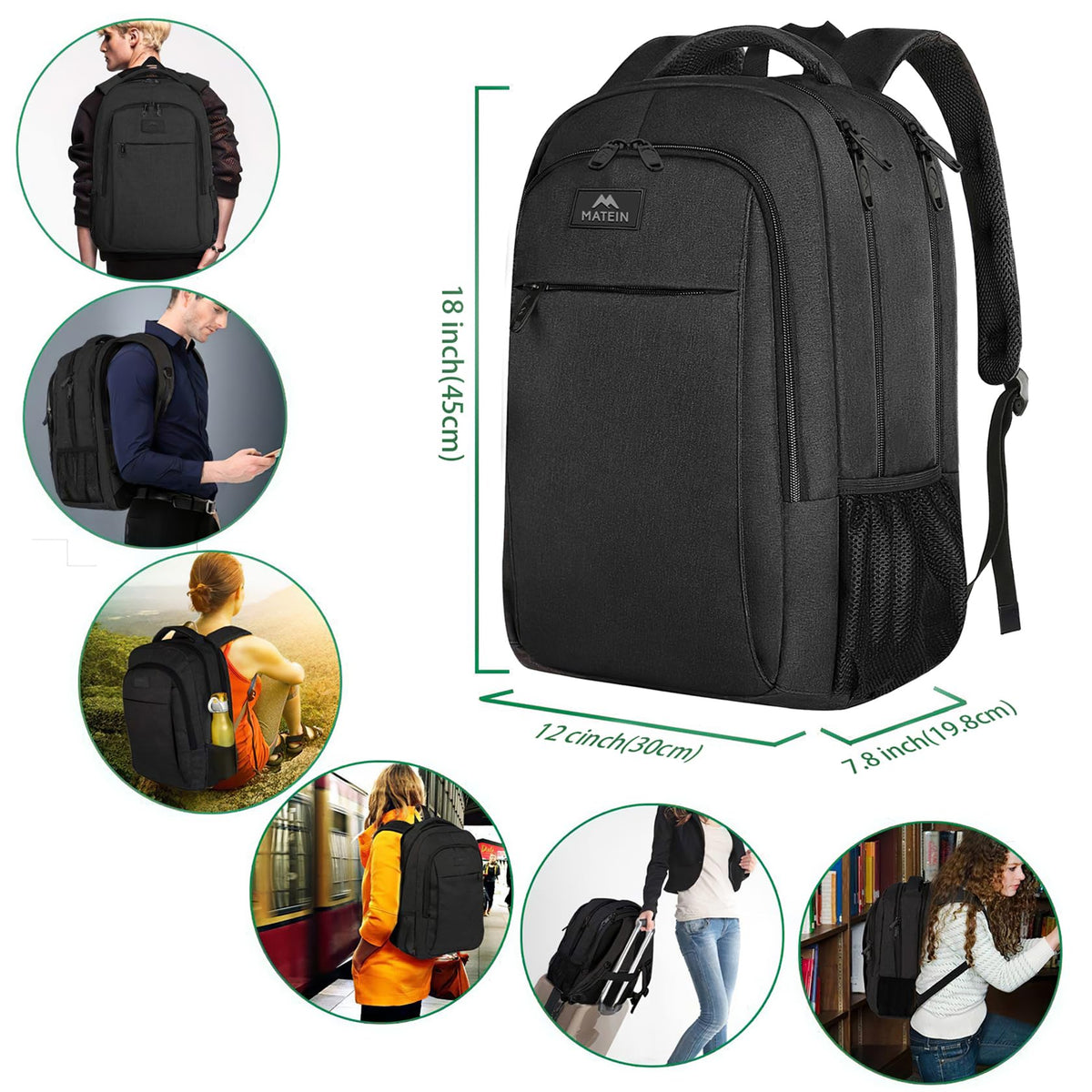 MATEIN Business Laptop Backpack, 15.6 Inch Travel Work Bag for Men Women