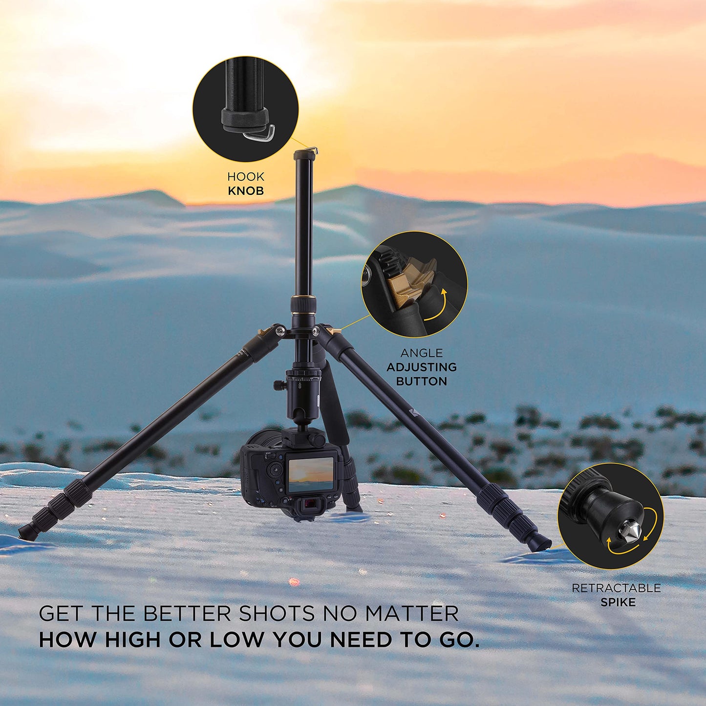 Kodak Photo Gear 63” Tripod & Monopod with 360° Ball Head | Premium Professional 2-in-1 Aluminum Camera Stand with Bluetooth Remote Control