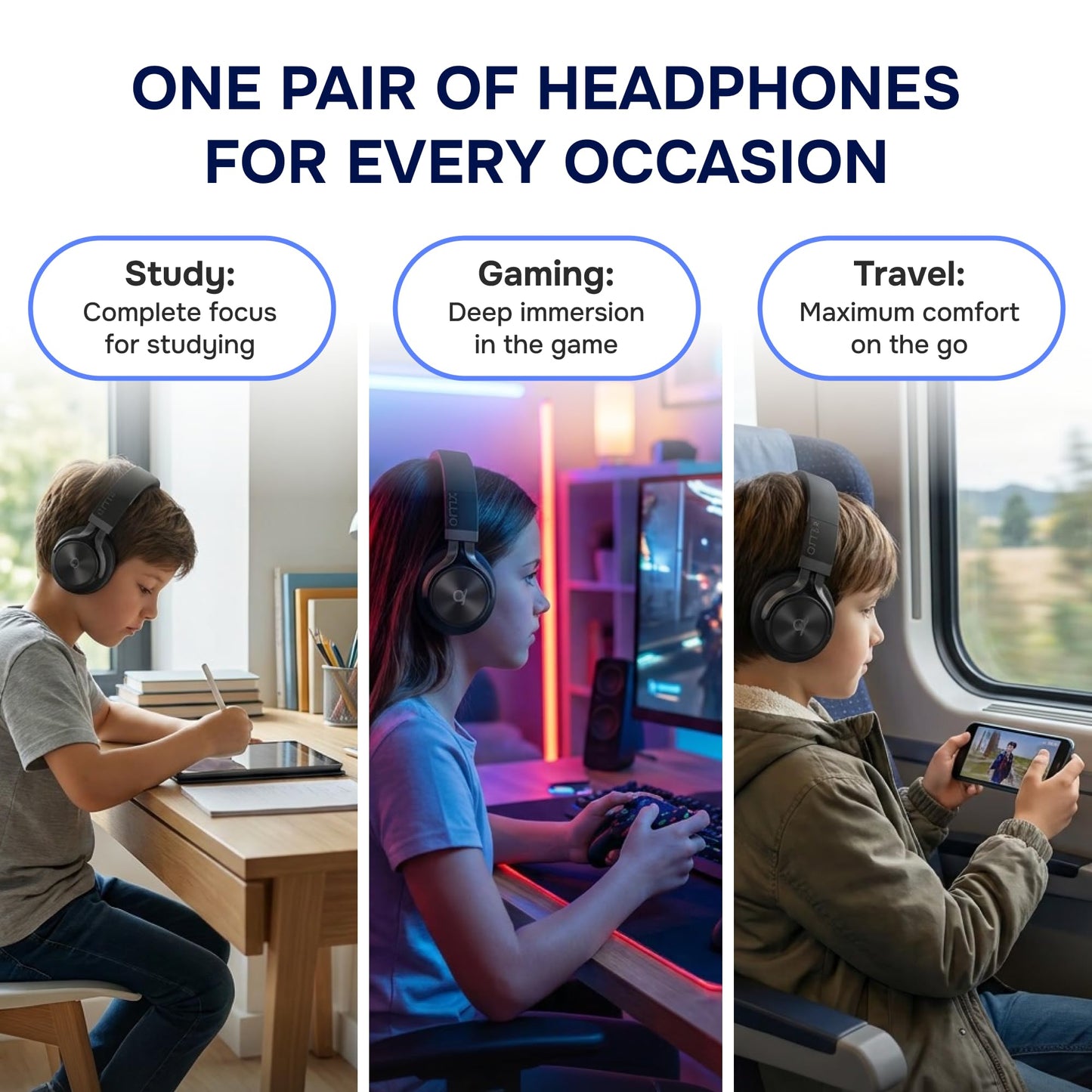 ARTIX CL750 Kids Wireless Headphones for School, 40 Hours Playtime, Bluetooth 6.0 Over-Ear Headset with Microphone, Foldable Lightweight Headphones