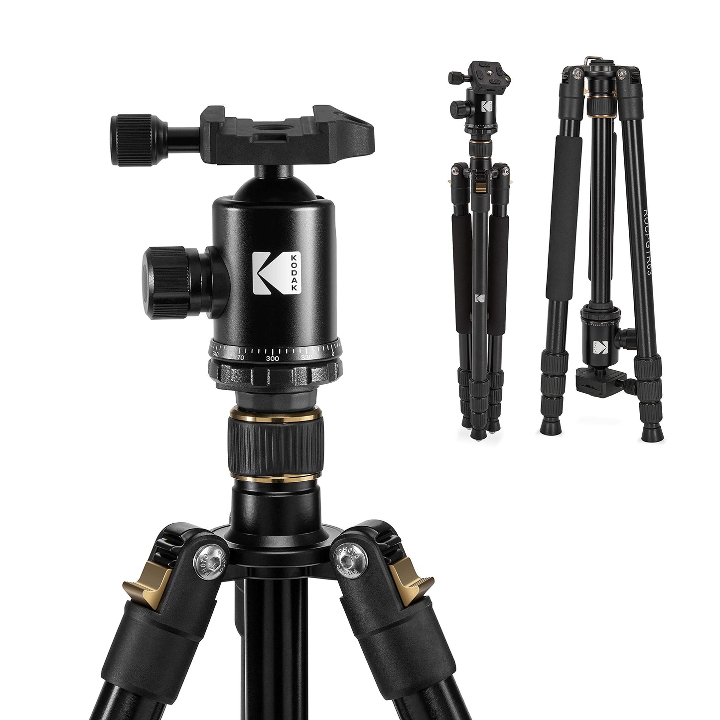 Kodak Photo Gear 63” Tripod & Monopod with 360° Ball Head | Premium Professional 2-in-1 Aluminum Camera Stand with Bluetooth Remote Control