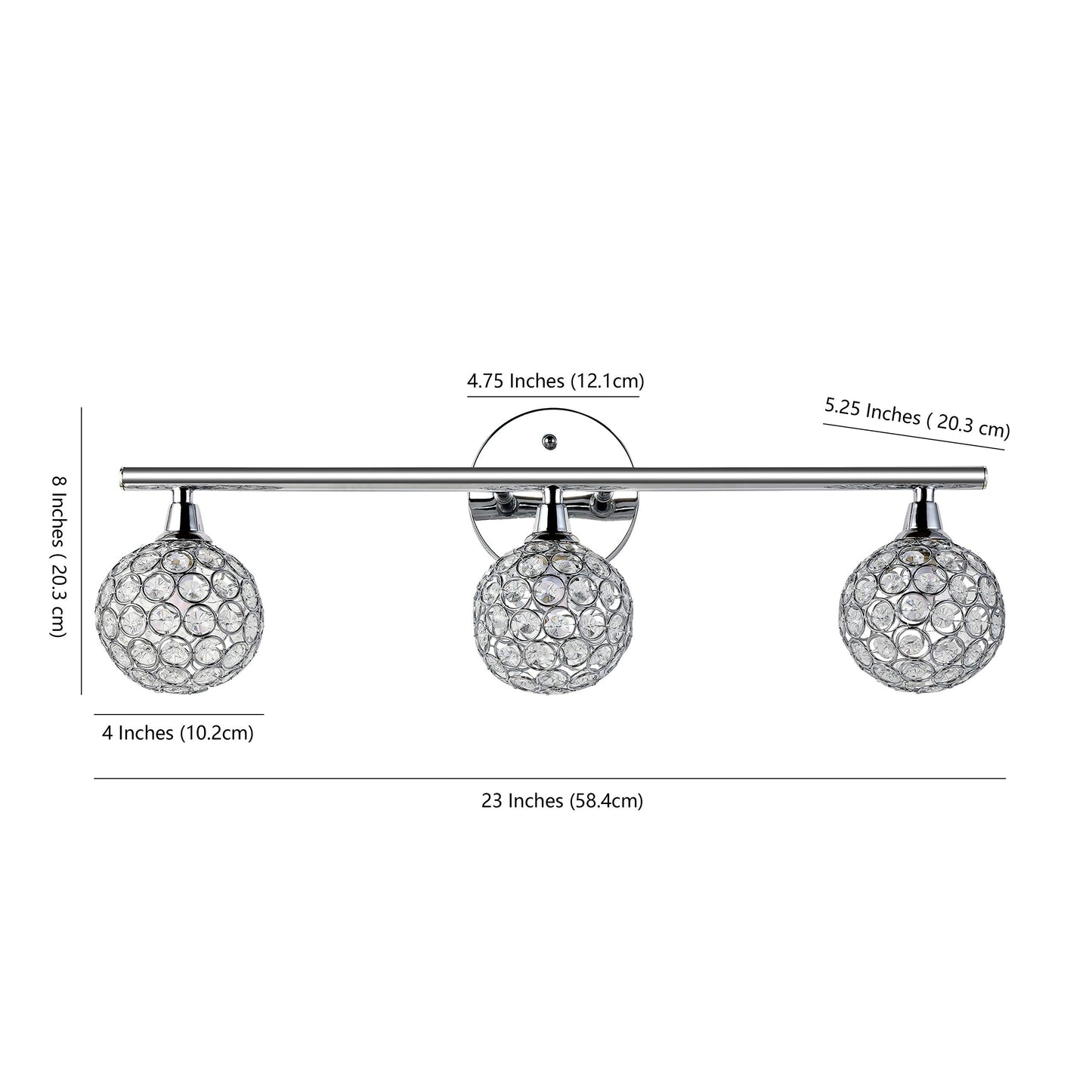 JONATHAN Y 23" Chrome Maeve Modern Glam LED Vanity Light Sconce for Bathroom, Clear Crystal Globe Shade, Art Deco Wall Light for Hallway Entryway