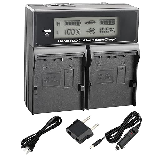 Kastar LCD Dual Smart Fast Charger Kit for JVC SSL-JVC50 and JVC GY-HMQ10, GY-LS300, GY-HM200, GY-HM600, GY-HM600E, GY-HM600EC, GY-HM650 Camcorders