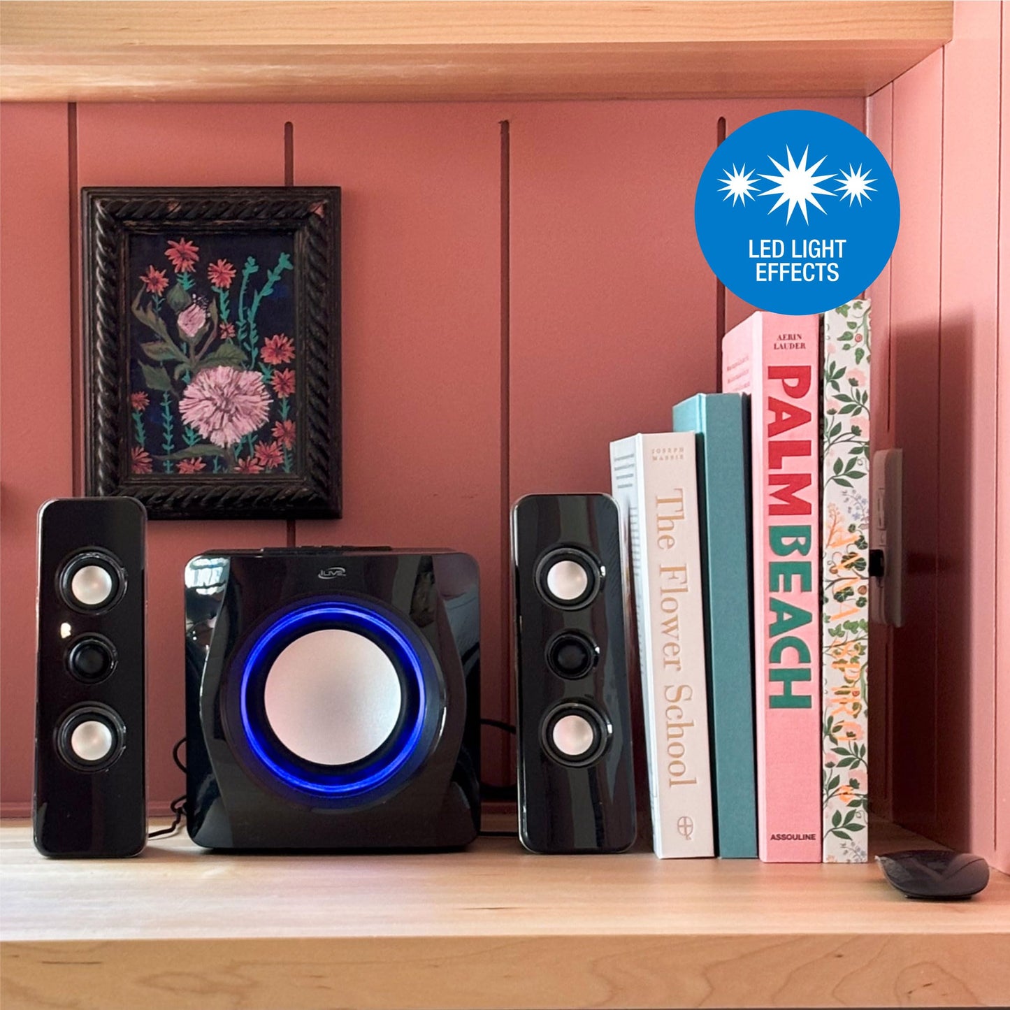 iLive Electronics Bluetooth Speaker System with Built-in Subwoofer, 7.28 x 8.86 x 7.28 Inches, Black (iHB23B)