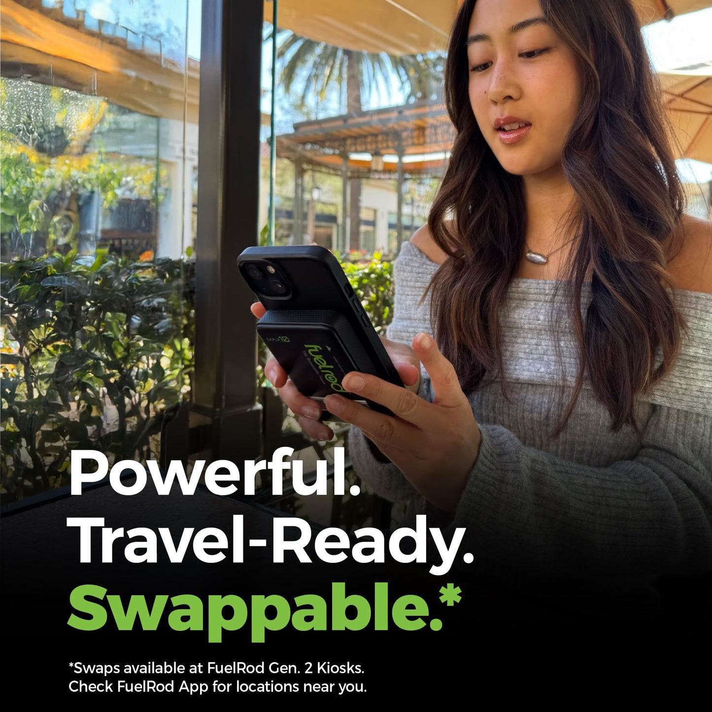 FuelRod MAX10 - High Capacity Portable Charger, Swappable Power, Wireless Charging, USB-C, 10,000mAh