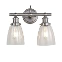 SAFAVIEH SCN4045A Layton Brush Nickel and Clear 2-Light Bathroom (LED Bulbs Included) Sconce