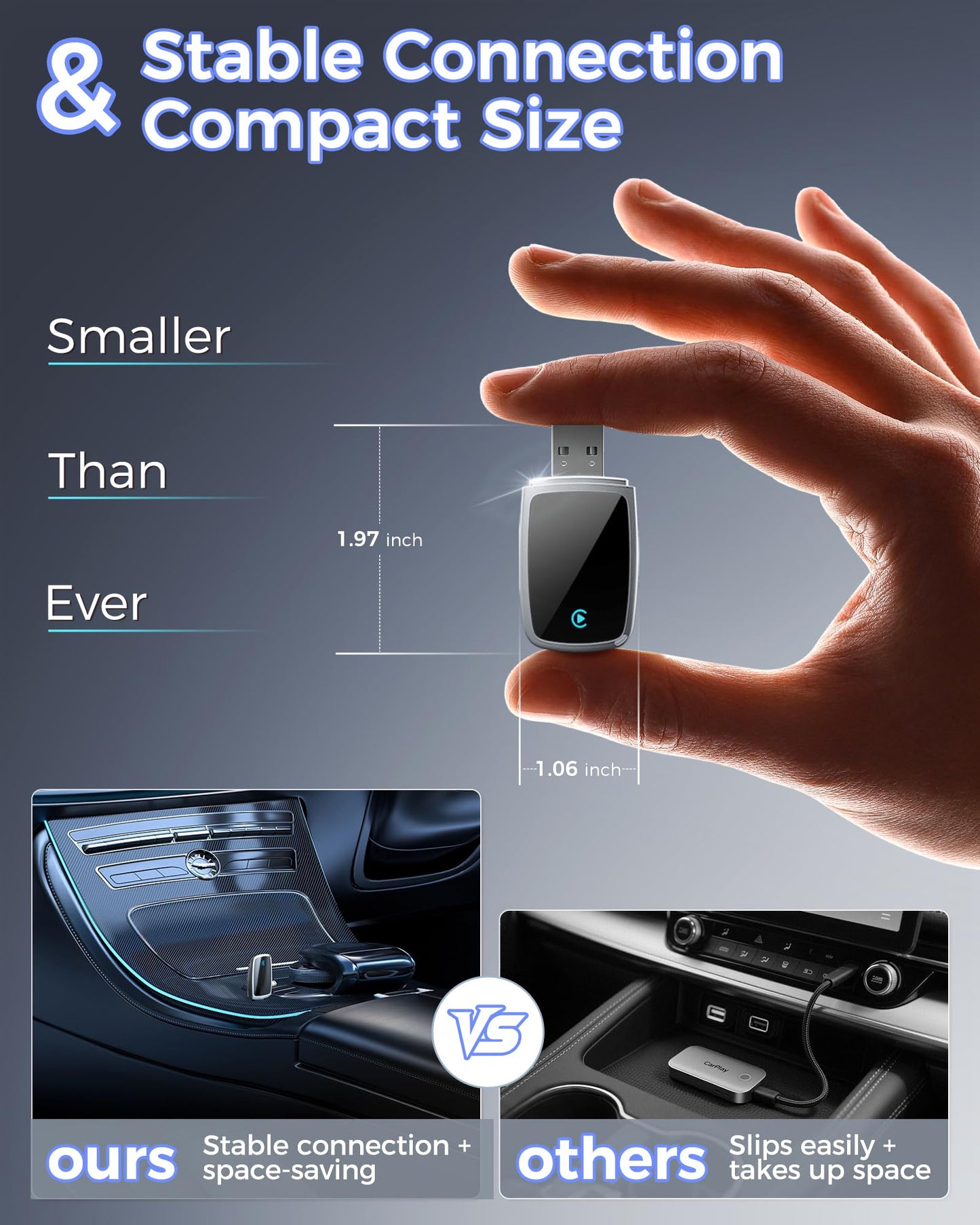 Wireless CarPlay Adapter for Apple iPhone?2026 Upgrade?- Convert Wired CarPlay to CarPlay Wireless Adapter, Stable Connection Compatible with OEM