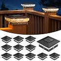 APONUO Solar Post Cap Lights for 4x4 Wood &Vinyl Posts, 3 Light Modes & 800mAh Battery, IP65 Waterproof Rugged Unibody, Solar Outdoor Lights