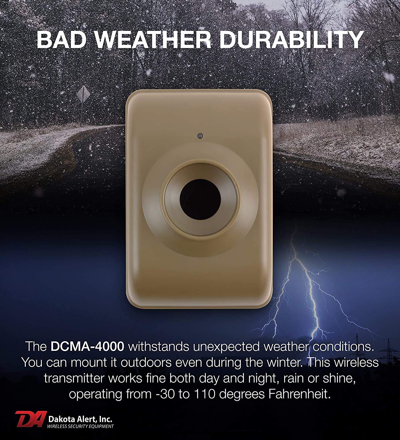 Dakota Alert Long Range Wireless Driveway Motion Detector - DCMA-4000 One Mile Alarm System - Passive Infrared Driveway Alarm Transmitter & Receiver