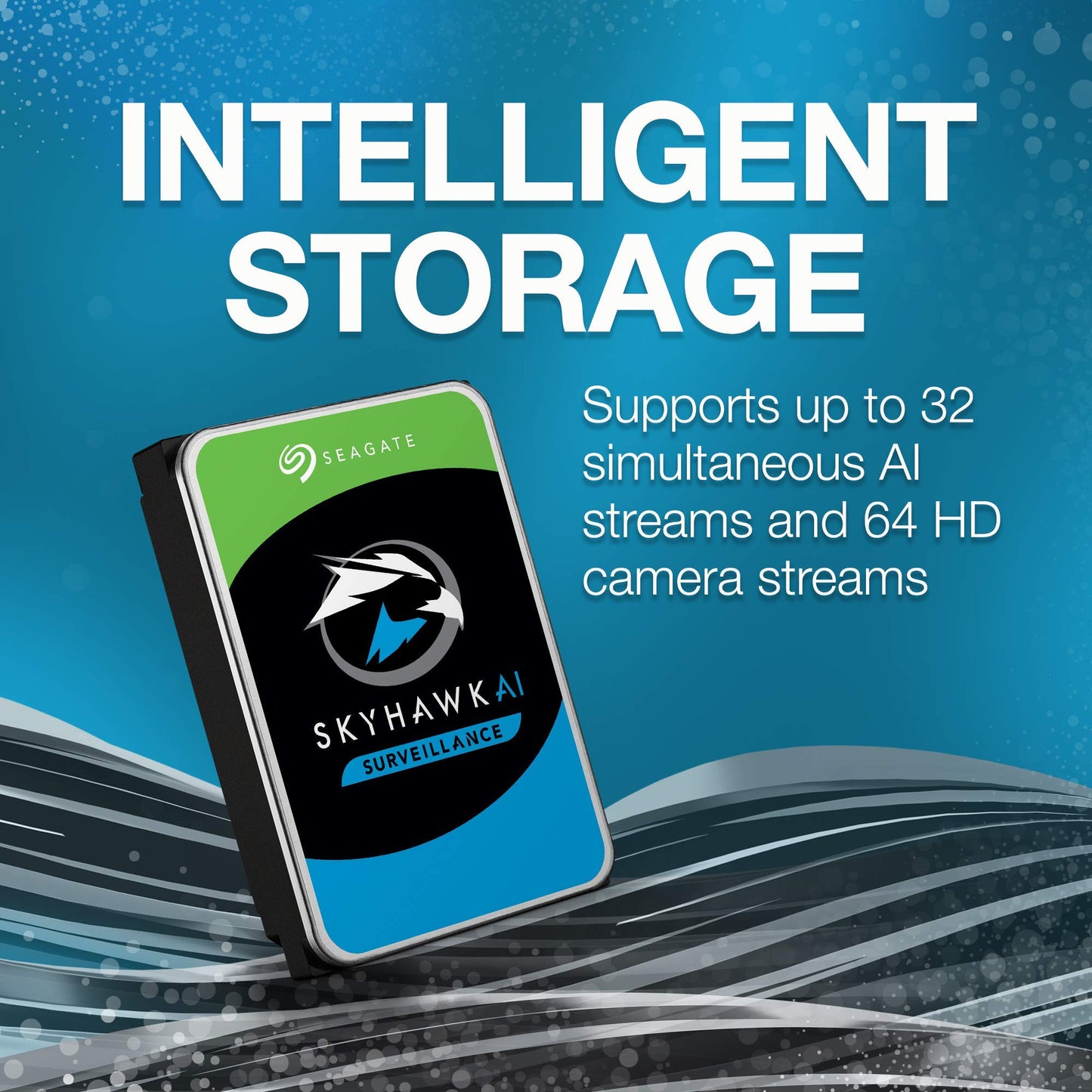 Seagate Skyhawk AI 14TB Surveillance Internal Hard Drive HDD-3.5 Inch SATA 6Gb/s 256MB Cache for DVR NVR Security Camera System with Drive Health