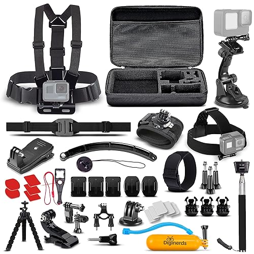 DigiNerds 50-in-1 Action Camera Accessories Kit - Compatible with GoPro Hero 13 to 7, Max, Fusion, Insta360, DJI Osmo, AKASO & More
